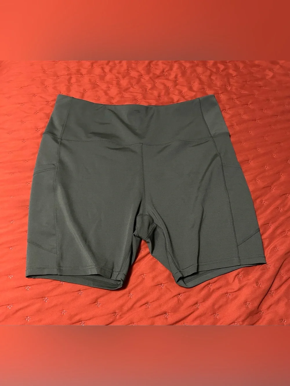 Plus size Olive Green High-Waist Bike Shorts 3X